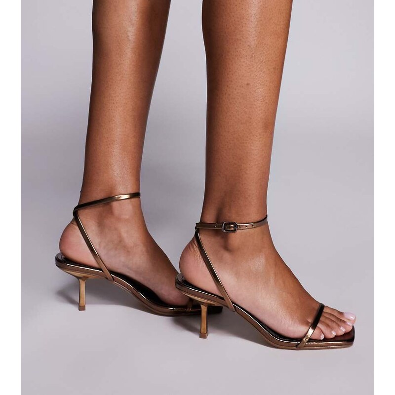 Public Desire Wide Fit Natalya kitten heel barely there sandals in 115606519