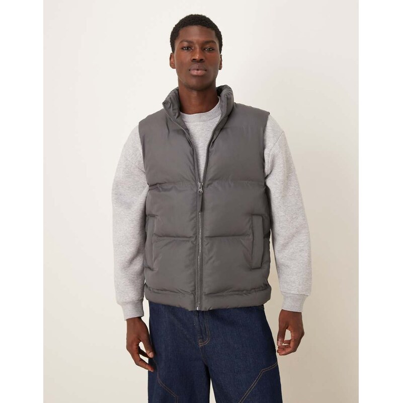 ASOS DESIGN puffer gilet in grey