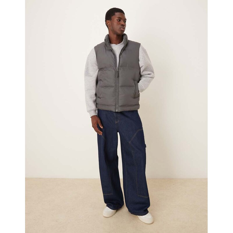 ASOS DESIGN puffer gilet in grey
