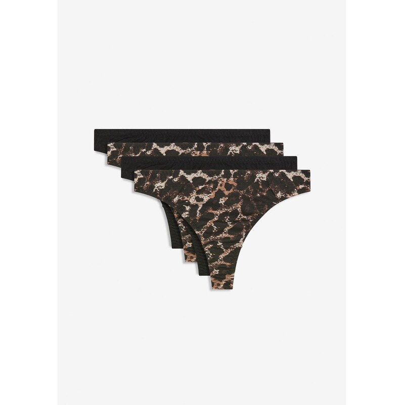 bonprix Tanga (4 ks v balení) černá Žena 108728373
