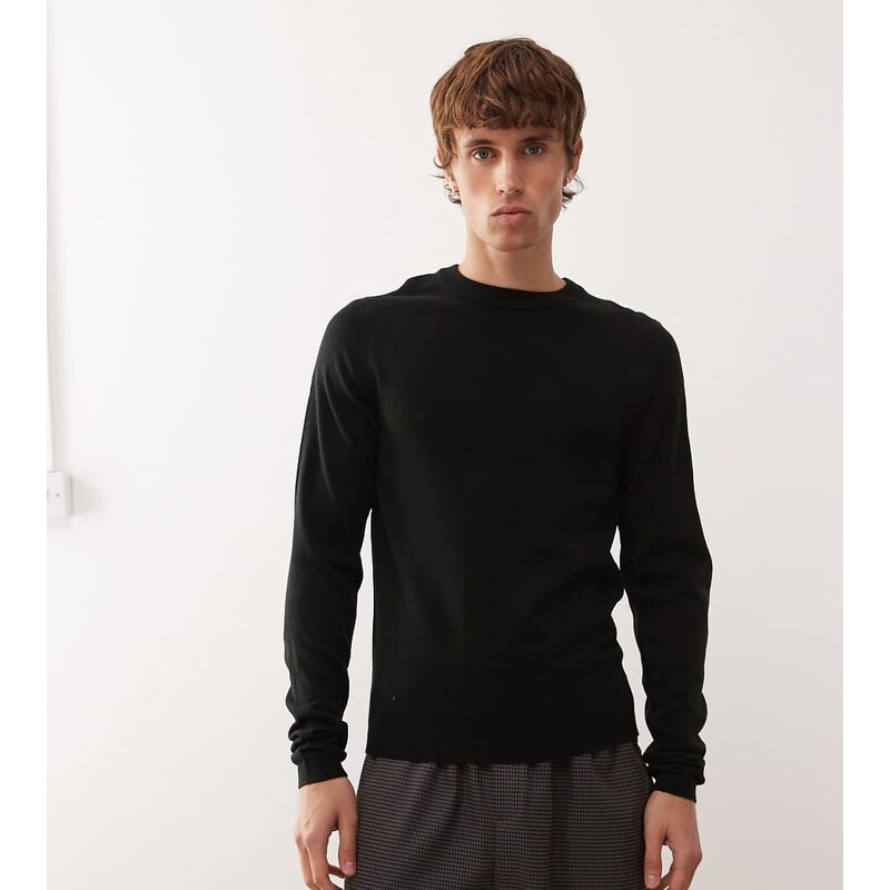 COLLUSION Slim knitted jumper sweater in black