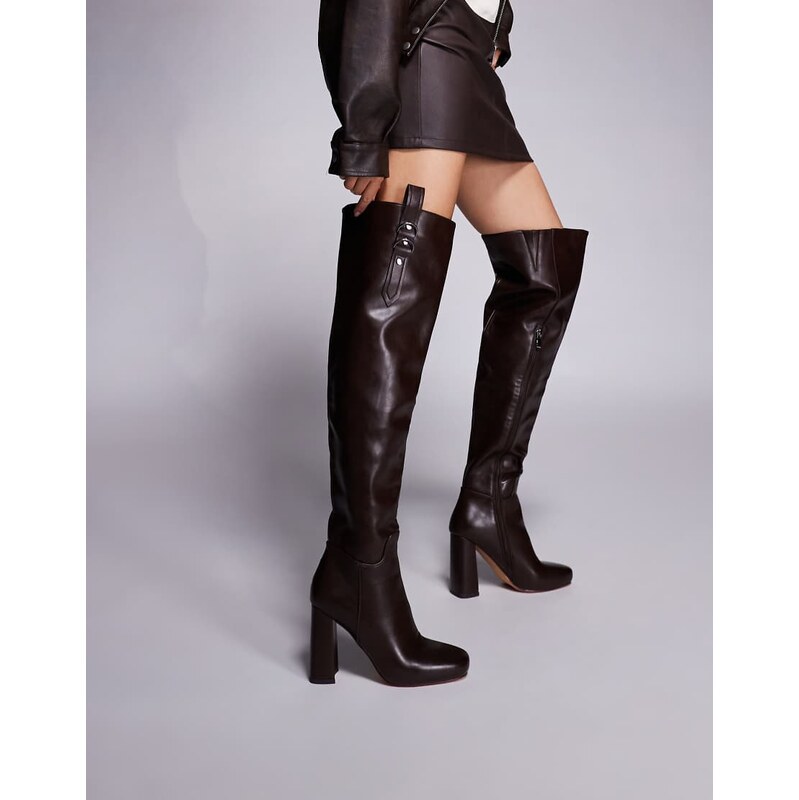 SIMMI Shoes Simmi London Harrieta heeled over the knee boots in brown 109380925