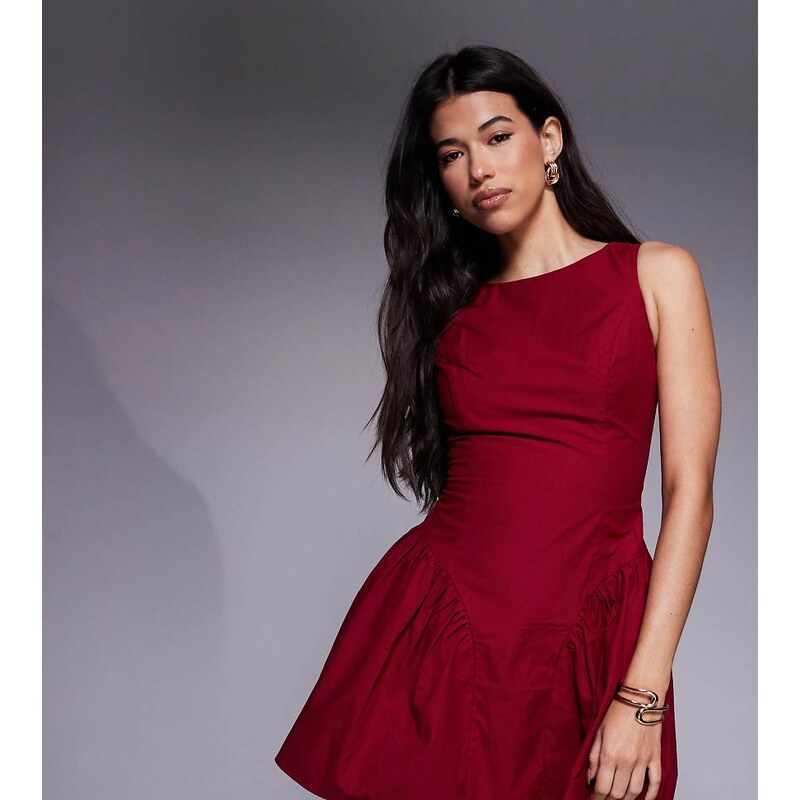 The Frolic exclusive bengaline sleeveless slash neck hip pleat detail 113262382