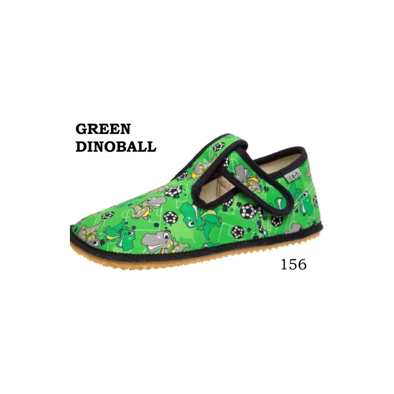 Dětské barefootové přezuvky BEDA BFN 170020/W/OP Green Dinoball