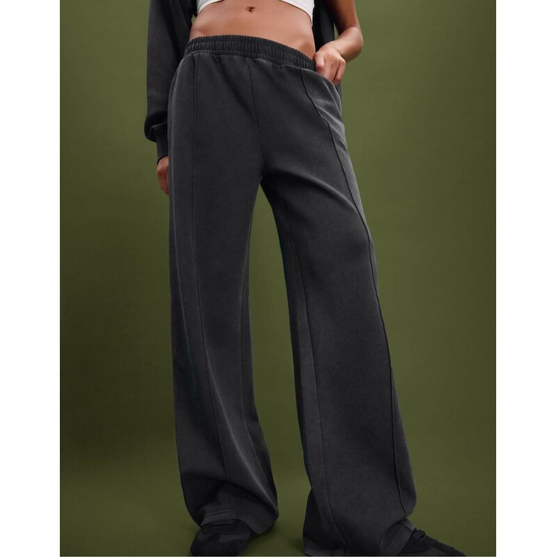 Stradivarius Joggers with interlock detail in dark grey