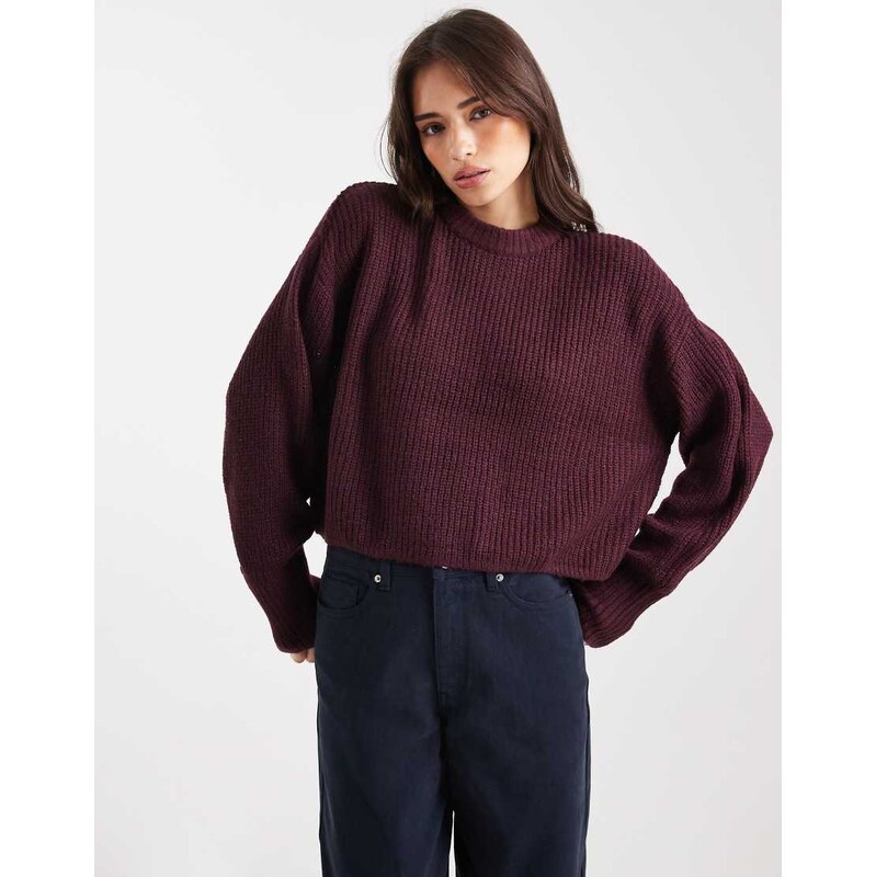 Miss Selfridge slouchy knit jumper in plum-Purple 115511345