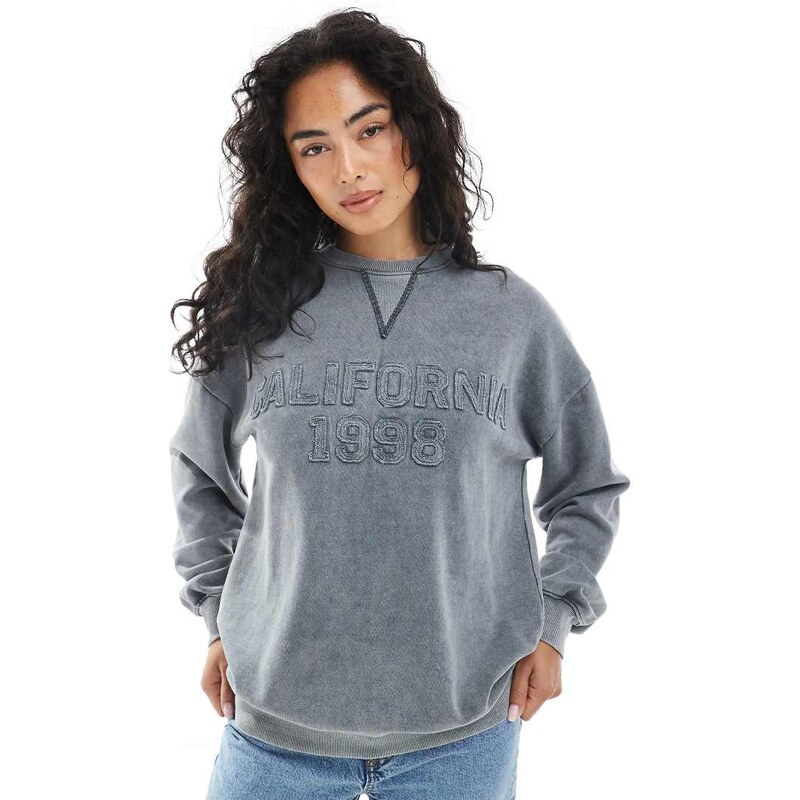 Daisy Street oversized graphic sweatshirt in grey marl 108592779