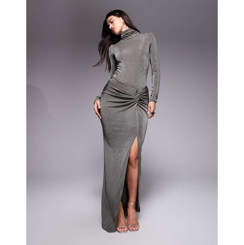 Ruched & Ready You Could Never sculpted textured slinky side twist 108592780
