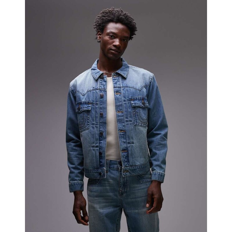 True Religion oversized denim jacket with flap pockets co-ord in