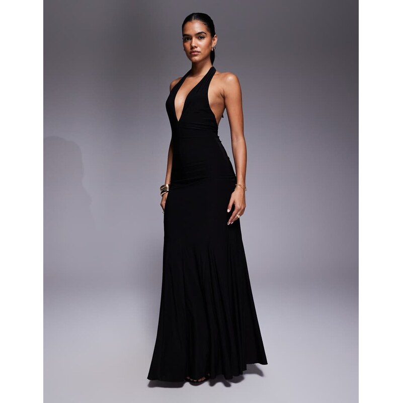 Fashionkilla exclusive double sculpted slinky plunge halterneck