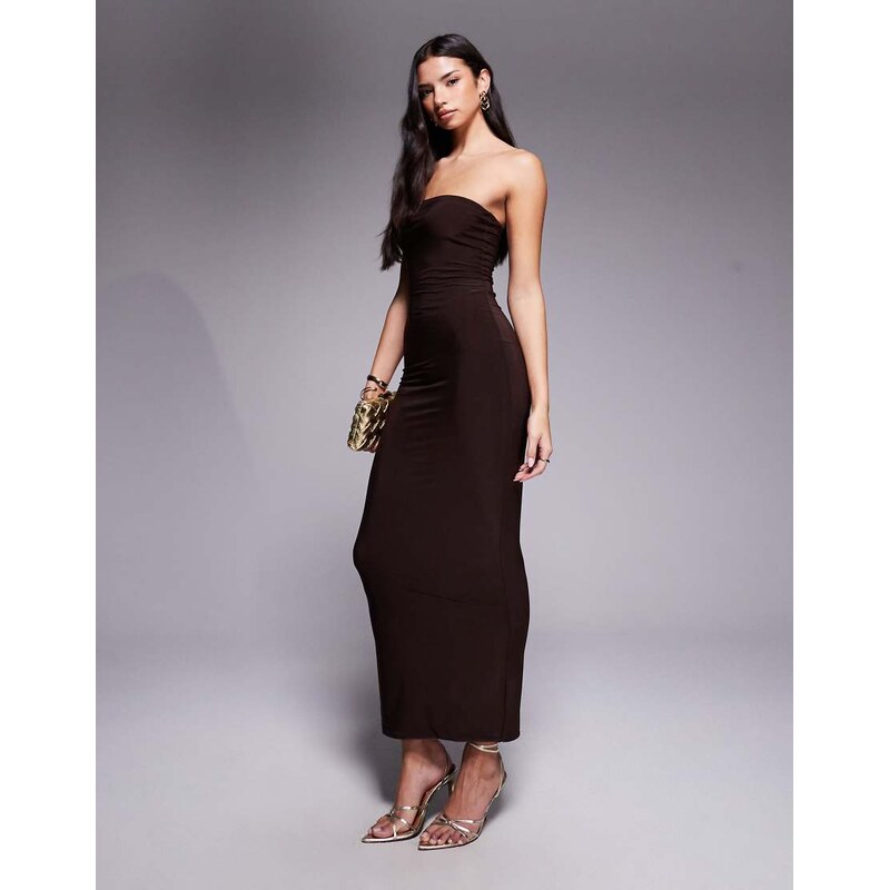 Fashionkilla exclusive slinky double sculpted bandeau maxi dress