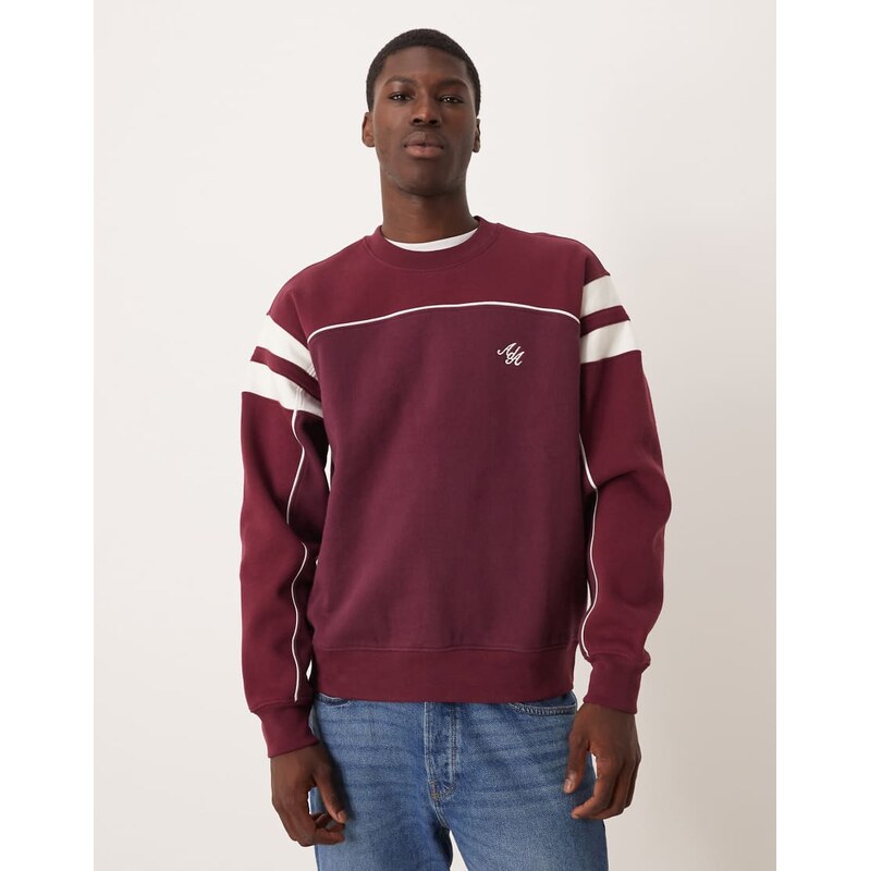 Alma De Ace brooklyn colour block sweatshirt in burgundy-Red