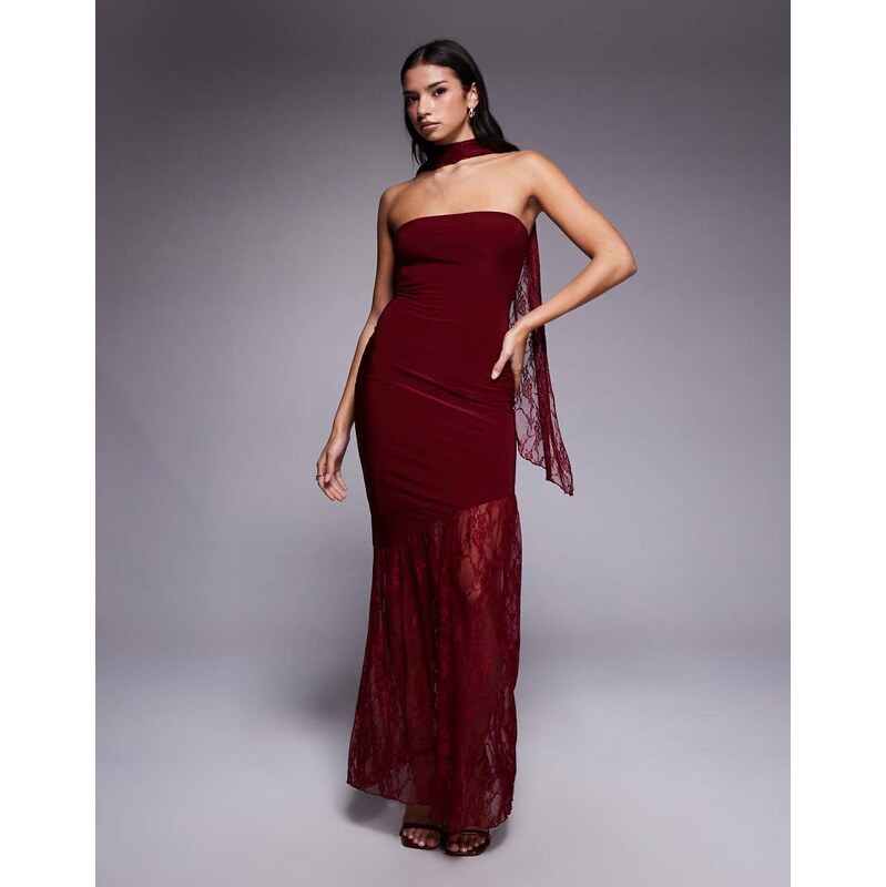 Fashionkilla exclusive double sculpted slinky bandeau sheer lace