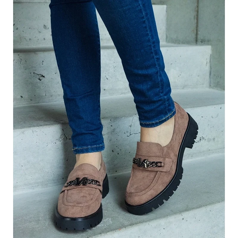 Brown suede loafers Vinceza 108598034