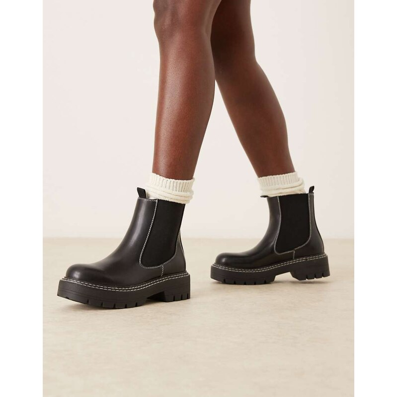 Glamorous chunky low ankle boots in black