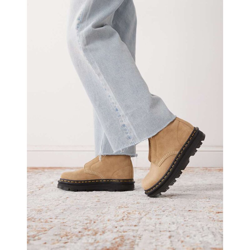 Dr Martens ZebZag laceless boot in savannah tan suede-Brown 114746501