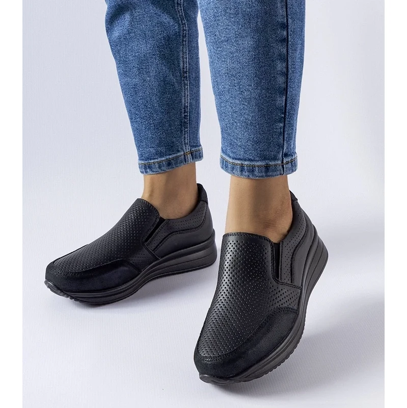 Gemre Black lace-up wedge sneakers Rhéaume