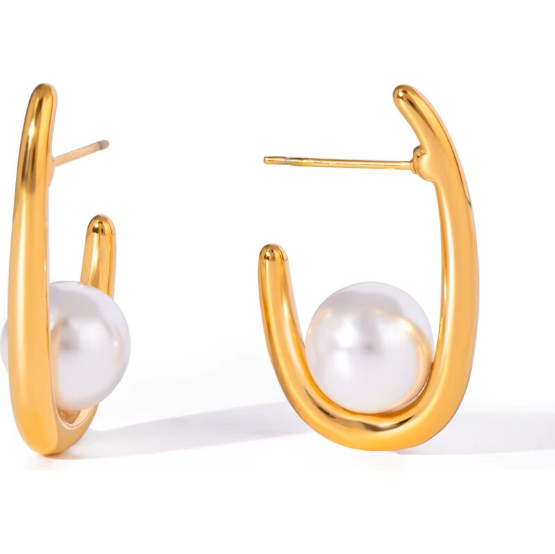 ELENYS Pearl – pozlacené náušnice 18K žluté zlato 108600256