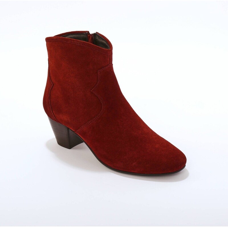 Blancheporte Kotníkové kožené boty ve western stylu potisk blankytně 108602337