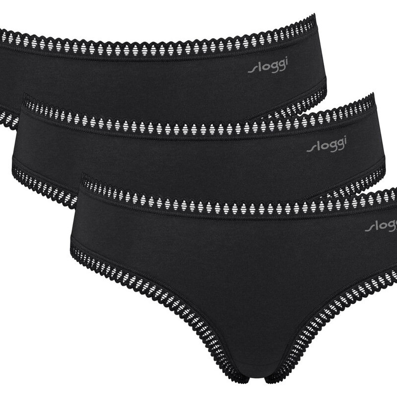 SLOGGI GO CRUSH HIPSTER KALHOTKY 3PACK ČERNÉ