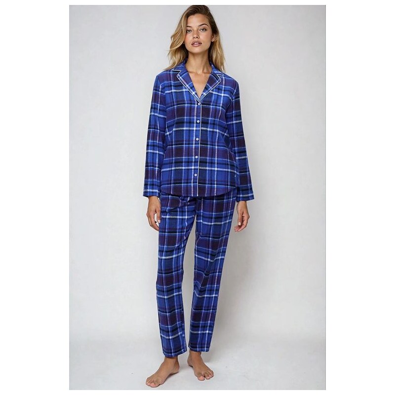 Dámské flanelové pyžamo Triumph Boyfriend Fit organic modré káro