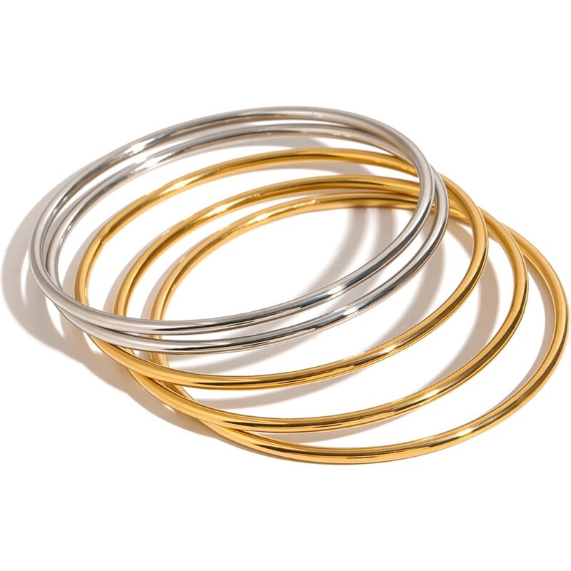 ELENYS Bangle Duo – pozlacený sada 18K žluté zlato & ocel 108610580