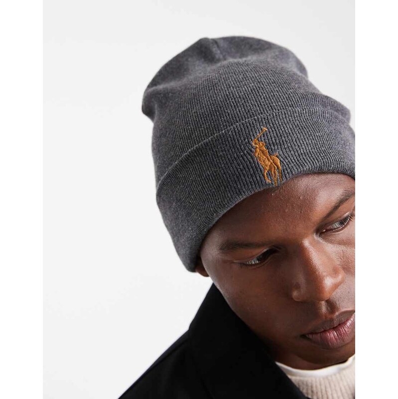 Polo Ralph Lauren icon logo beanie in grey