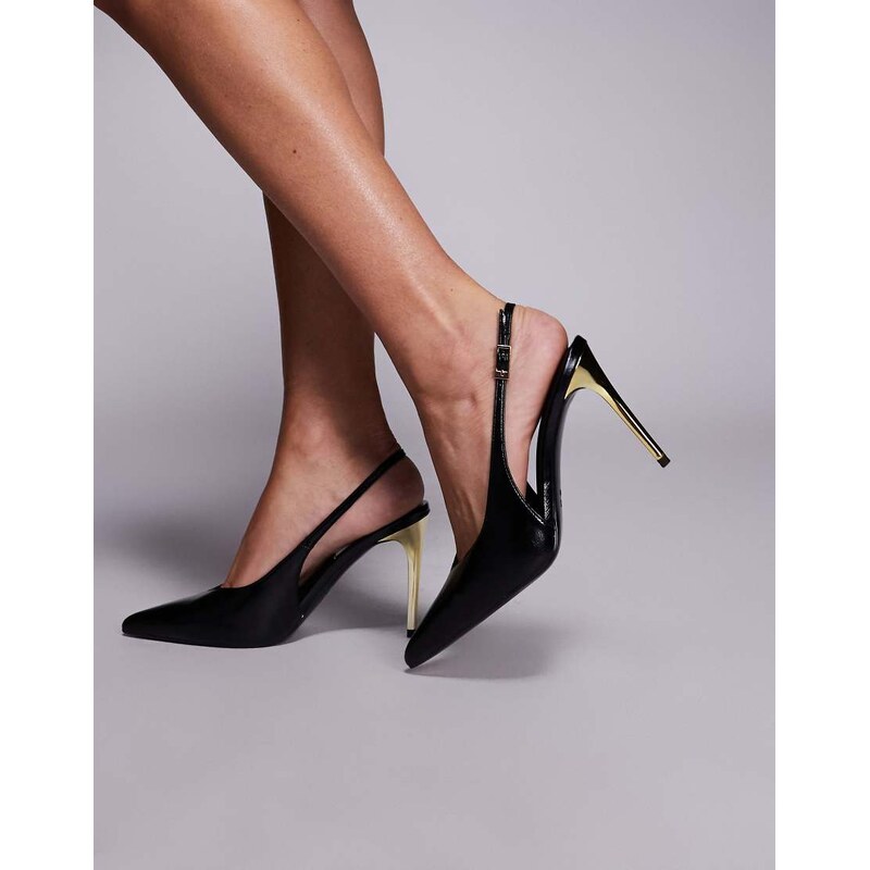 ASOS DESIGN Phoenix slingback electroplated high heel shoes in