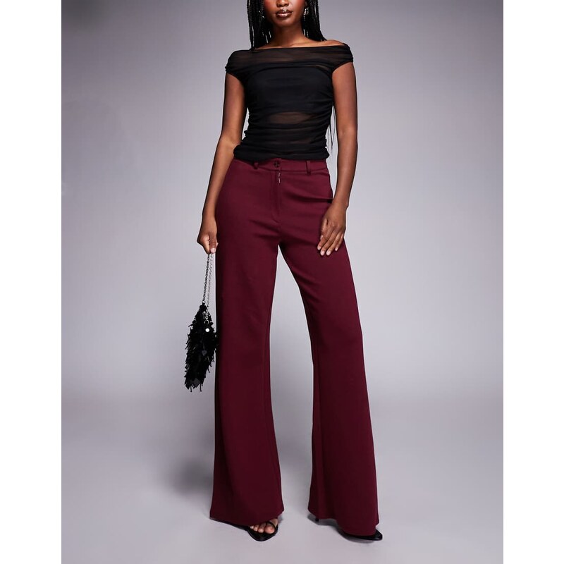 ASOS DESIGN tailored wide leg jersey trouser in berry