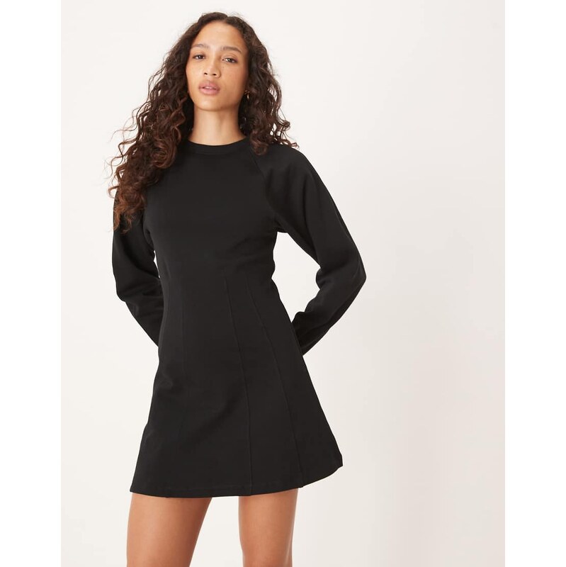 ASOS DESIGN seam detail mini sweat dress in black