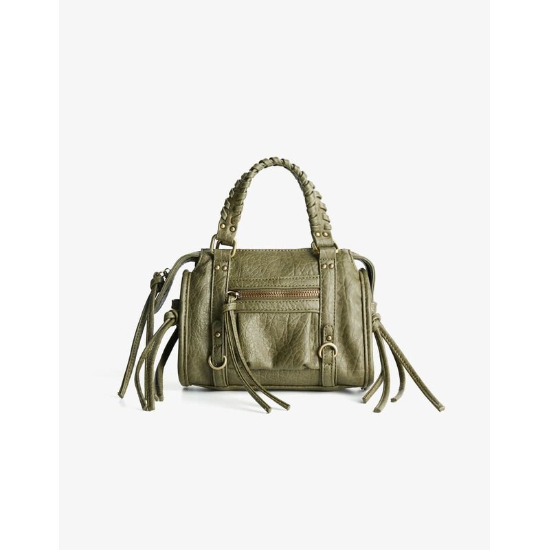 Bershka Mini bowling bag in khaki-Green