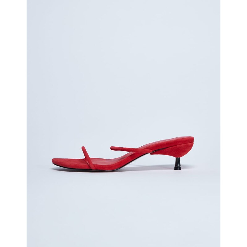 Topshop Ada suede kitten heel mule in red 115362209