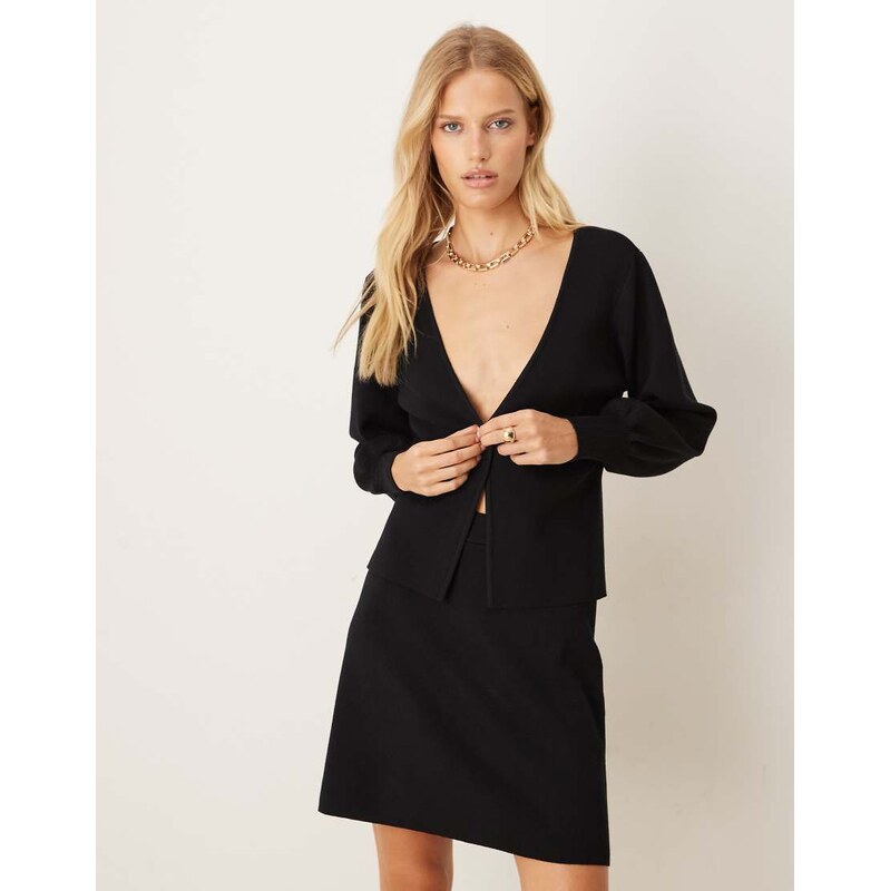 Vila waist detail knitted cardigan co-ord with gold hammered