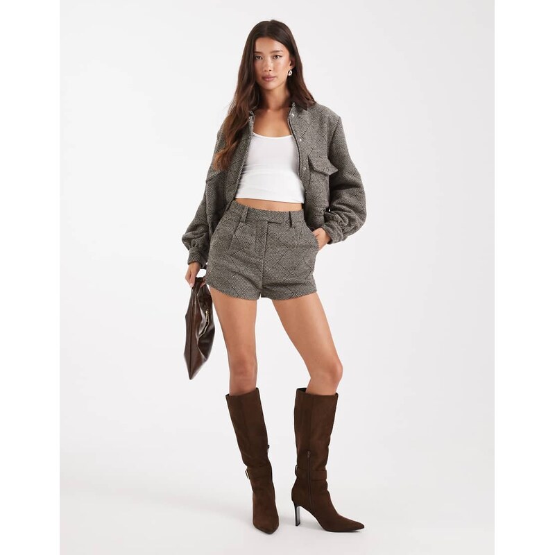 4th & Reckless wool feel tailored pleat front micro shorts co