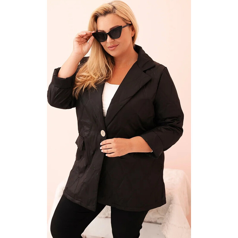Kesi Černá dámská Plus Size přechodová bunda s prošíváním 108617289