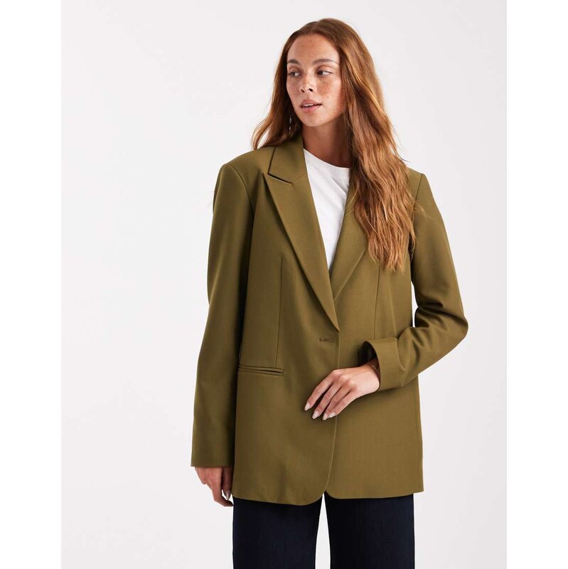 ASOS DESIGN tailored relaxed blazer in khaki-Green