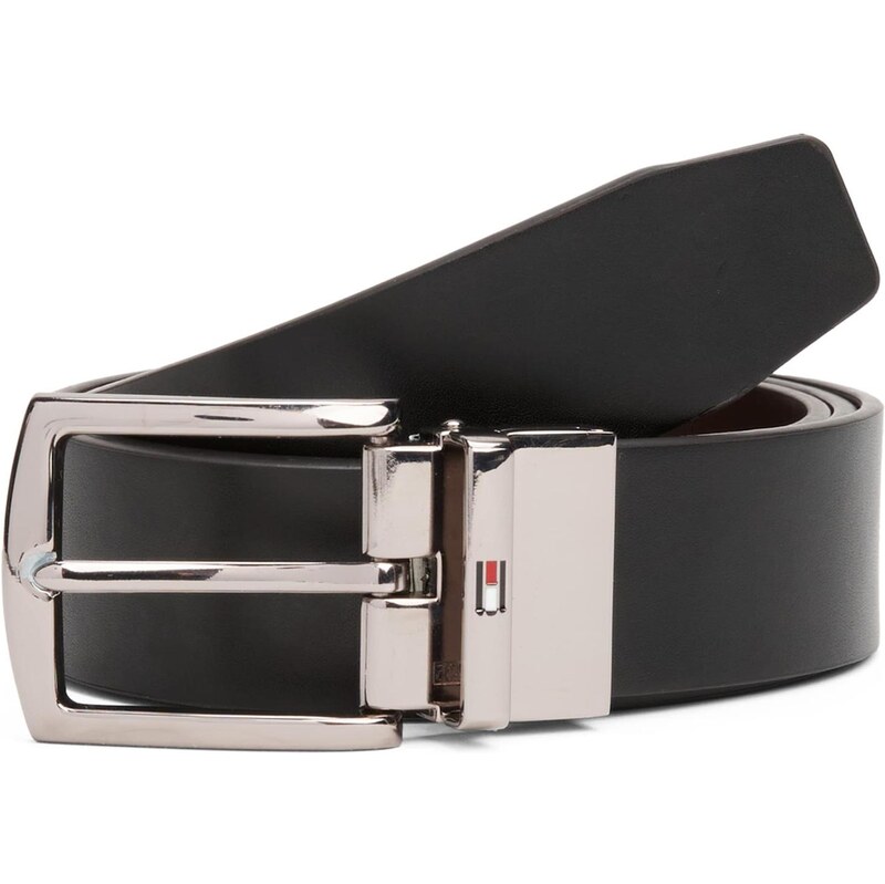 TOMMY HILFIGER Opasek Flag Rectangular Buckle Reversible tmavě