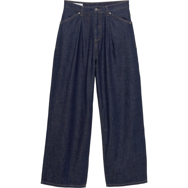 Pull&Bear Džíny se sklady v pase námořnická modř