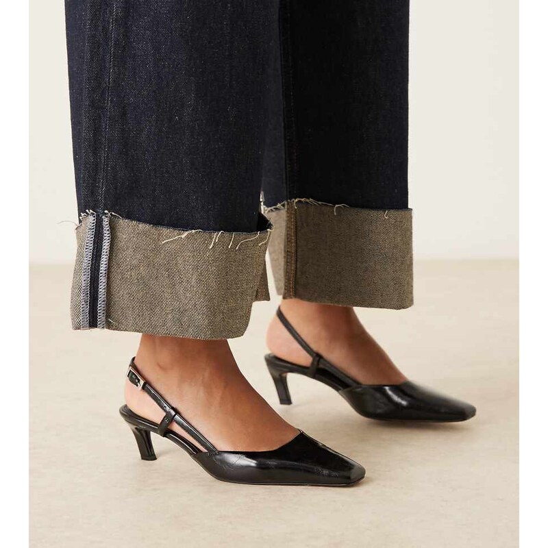 ASOS DESIGN Wide Fit Shadow chisel toe slingback mid heel shoe