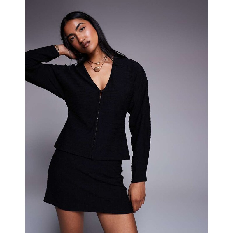 ASOS DESIGN co-ord bubble rib barrel sleeve top with hook and