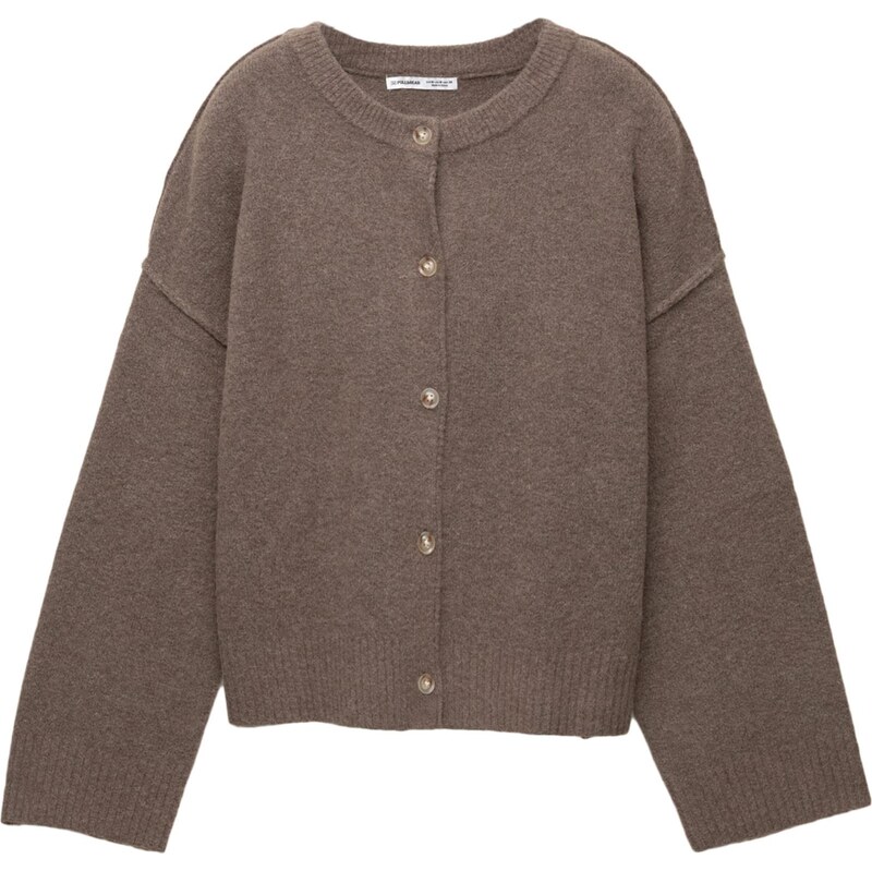 Pull&Bear Kardigan hnědý melír
