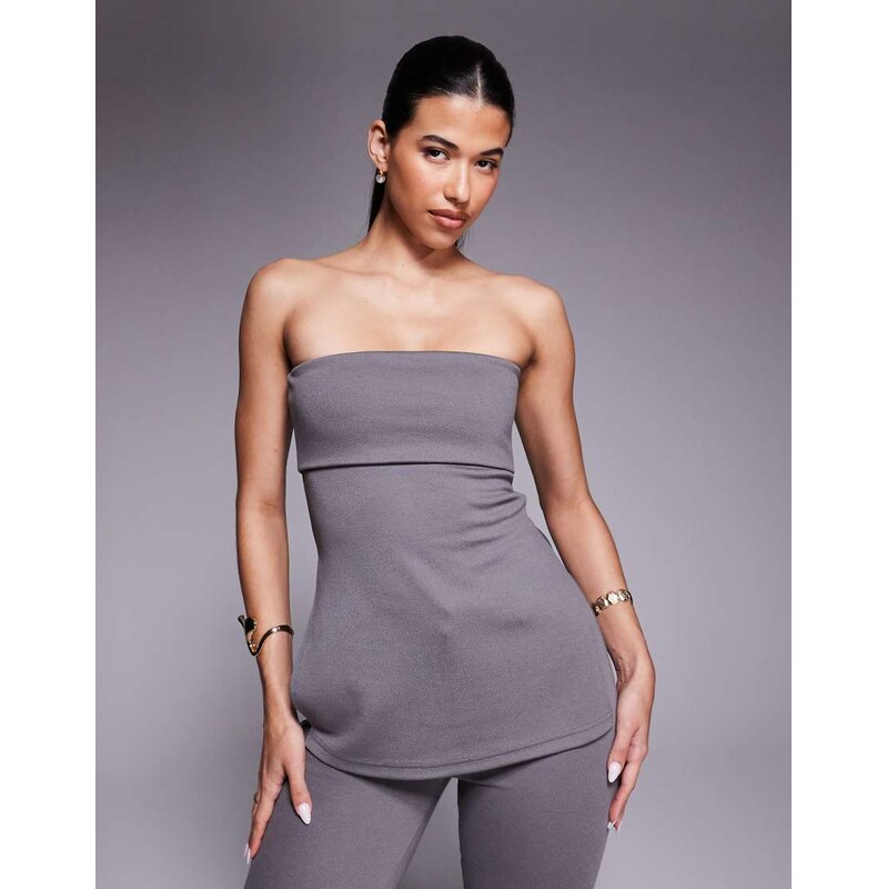 ASOS DESIGN co-ord jersey twill fold over longline bandeau top