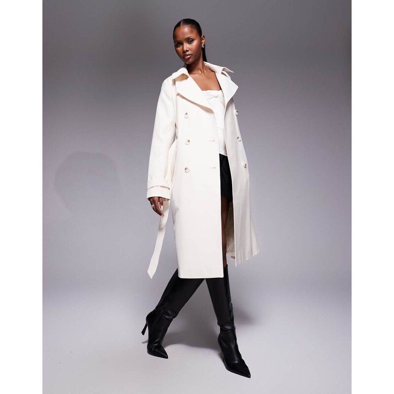 Forever New trench midi coat in cream-Neutral 115566707