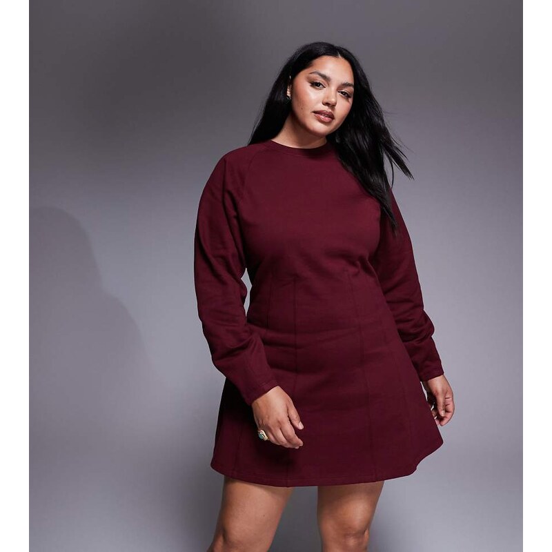 ASOS Curve ASOS DESIGN Curve corset waist cotton mini sweat dress in 109186803