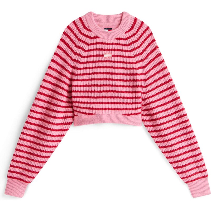 Tommy Jeans Svetr světle růžová / tmavě červená