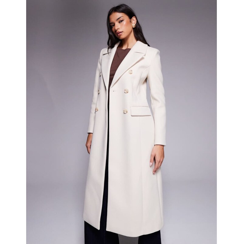 Forever New longline smart coat in cream-Neutral