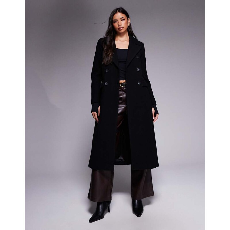 Forever New longline smart coat in black 108658222