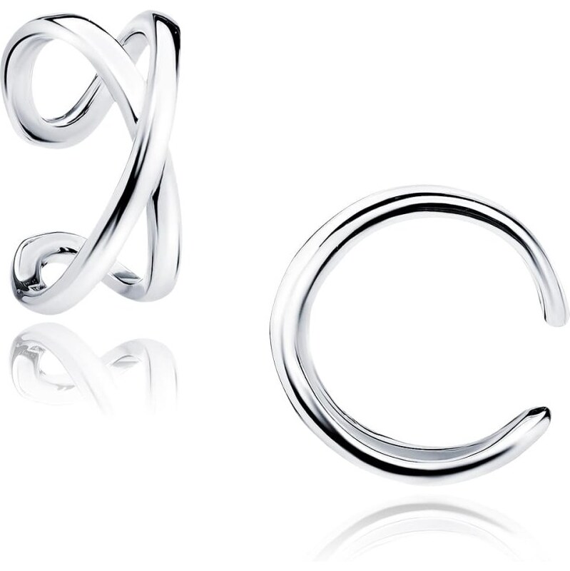 Pravé stříbro Stříbrná záušnice 925 křížená (Ear Cuff) – 1 ks