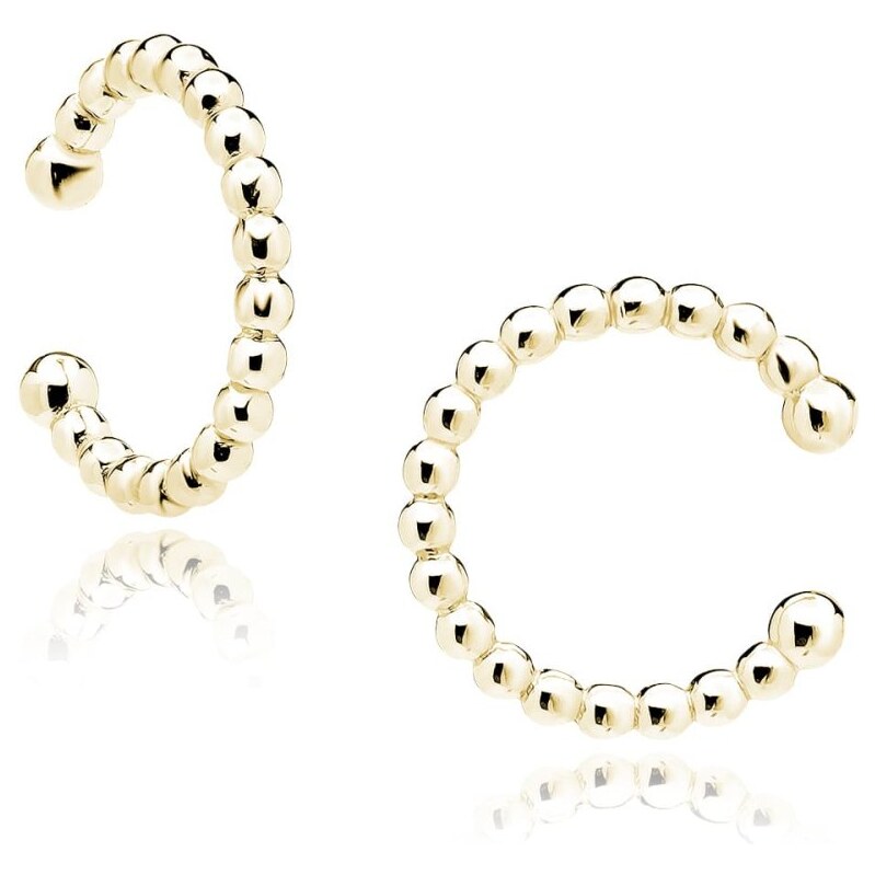 Pravé stříbro Stříbrná pozlacená záušnice 925 kuličky (Ear Cuff)