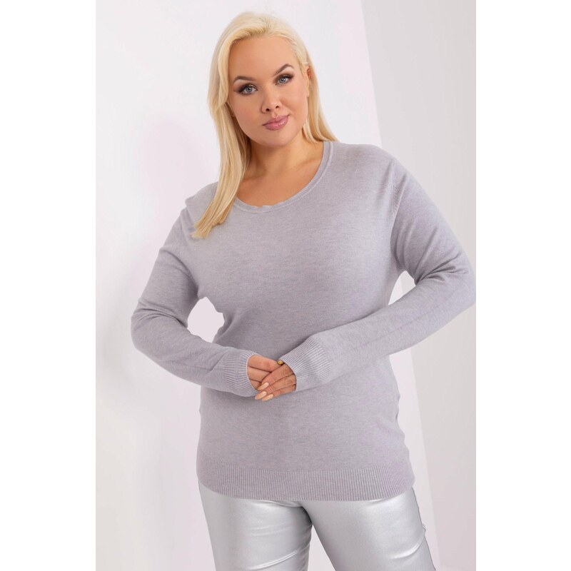MladaModa Oversize svetr model 30061 šedý